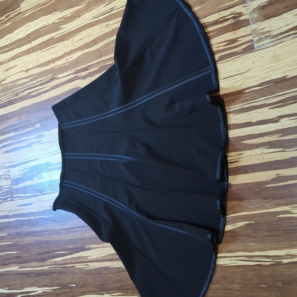 Dalia Black Flair Skirt with Satin Trim